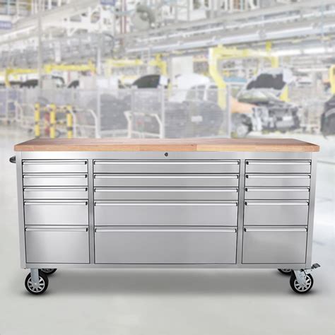 stainless steel tool box wood top|72 inch top tool chest.